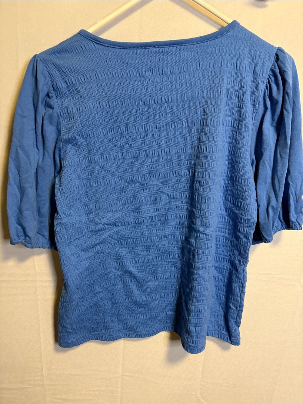 Talbots Periwinkle Blue Textured Puff-Sleeve Top - Picture 6 of 6